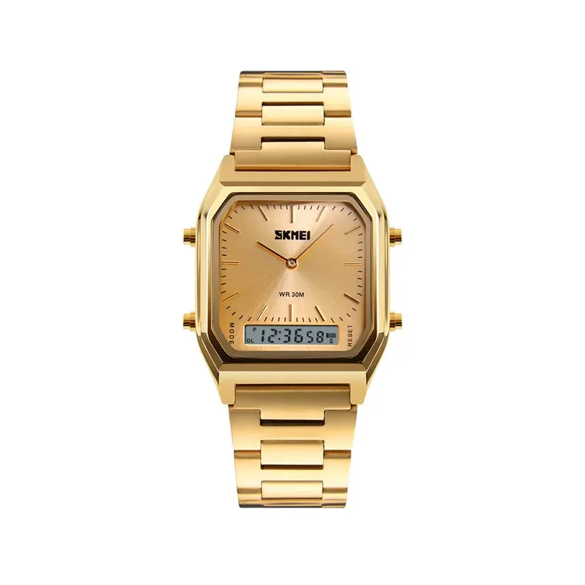 SKMEI 1220 Dual Display Digital Watch Gold